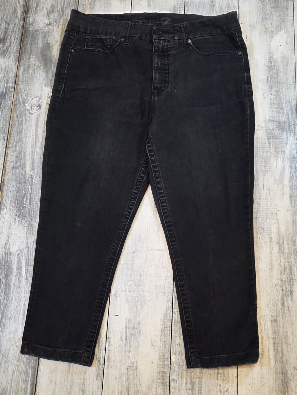 Seven7 Women's Black Cropped High Rise Skinny Jeans sz 16